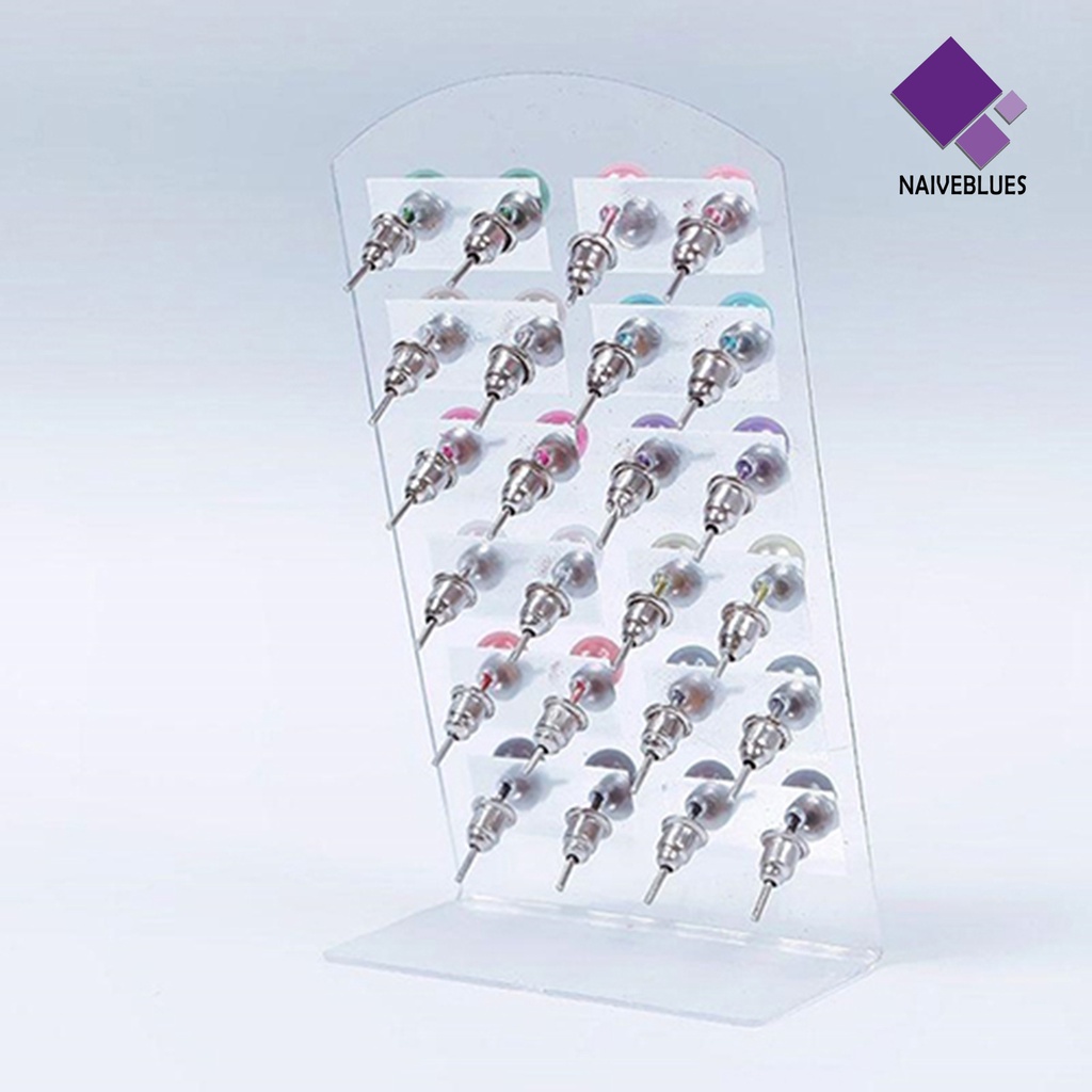 12 Pasang Anting Stud Bentuk Bola Mutiara Tiruan Untuk Wanita