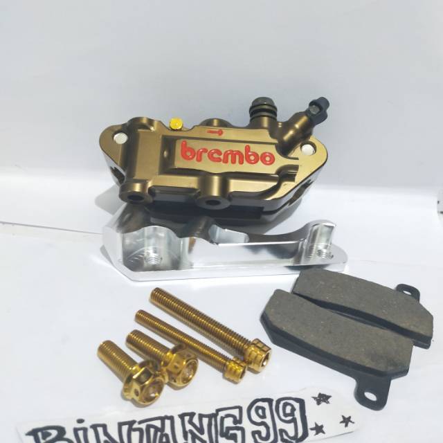PAKET REM DEPAN BREMBO MONOBLOK PLUS BAUT PROBOLT BREKET SUPRA 110 dan 125 karisma