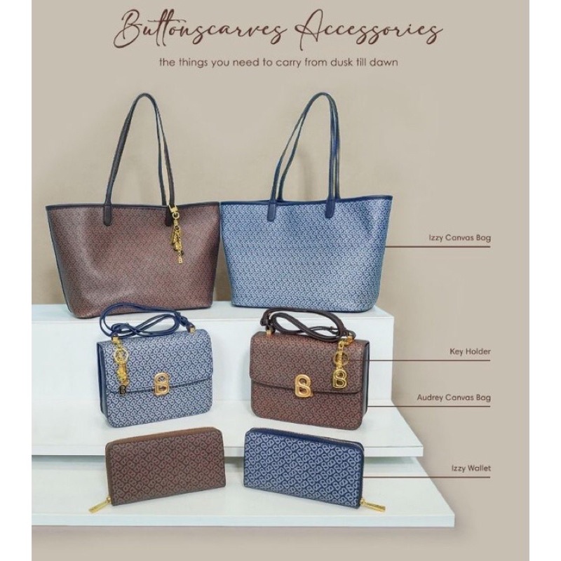 izzy wallet- izzy canvas bag- audrey canvas bag buttonscarves