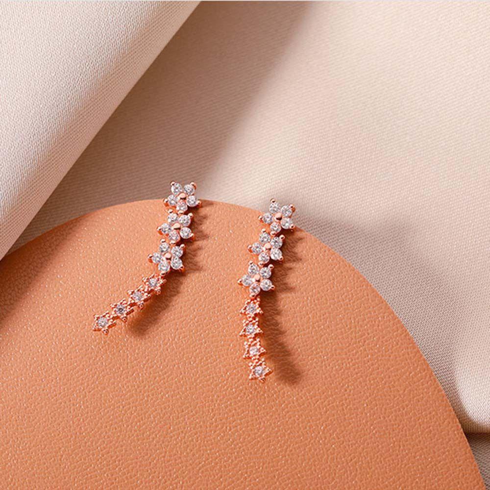 Anting Stud Desain Bunga Geometris Aksen Berlian Imitasi Gaya Minimalis Untuk Fashion