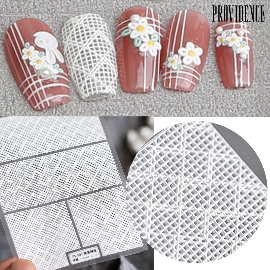 Providence Ultra Thin Nail Mesh Sticker Hollow 5D Effect White Grid Net Line Styles Nail Tips Manicure Art Making
