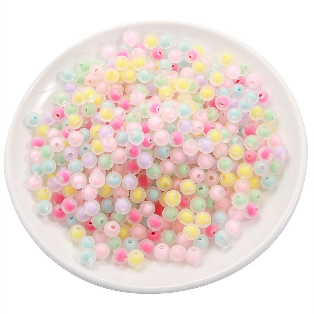 110pcs Fashion Frosted Matte Candy Colors Plastic Acrylic Round Beads For Bracelet Necklace Earring Making DIY Jewelry Findings