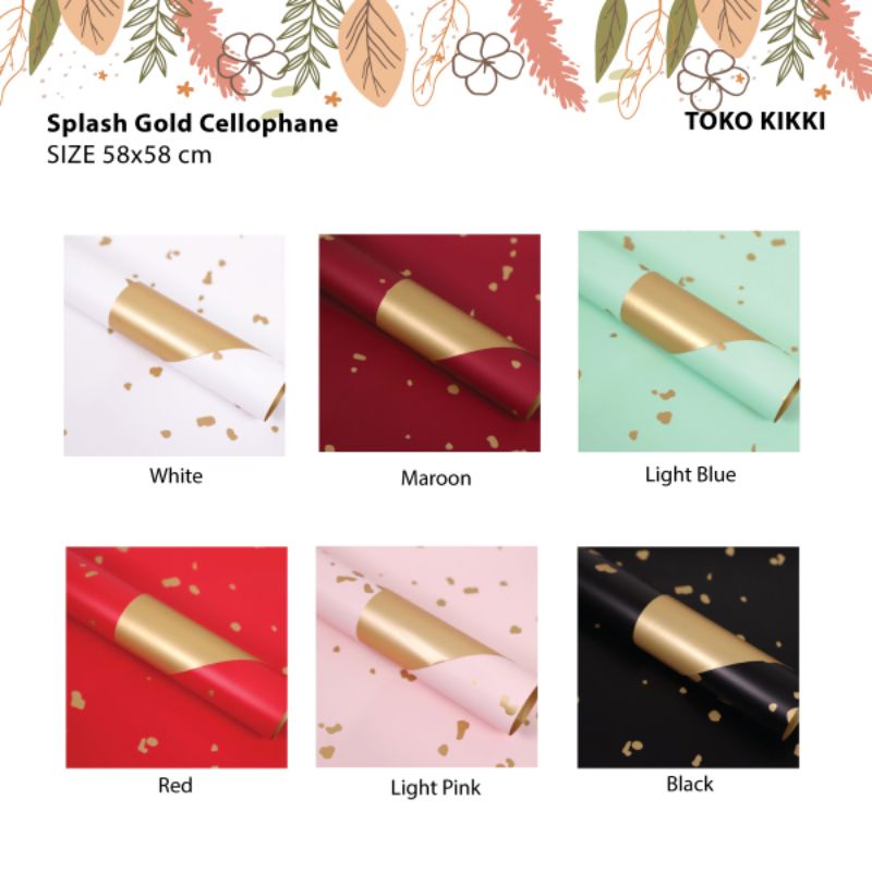 

(5 lembar) Splash Gold Flower Wrapping Cellophane / Kertas Bungkus Bunga / Kertas Bunga Florist