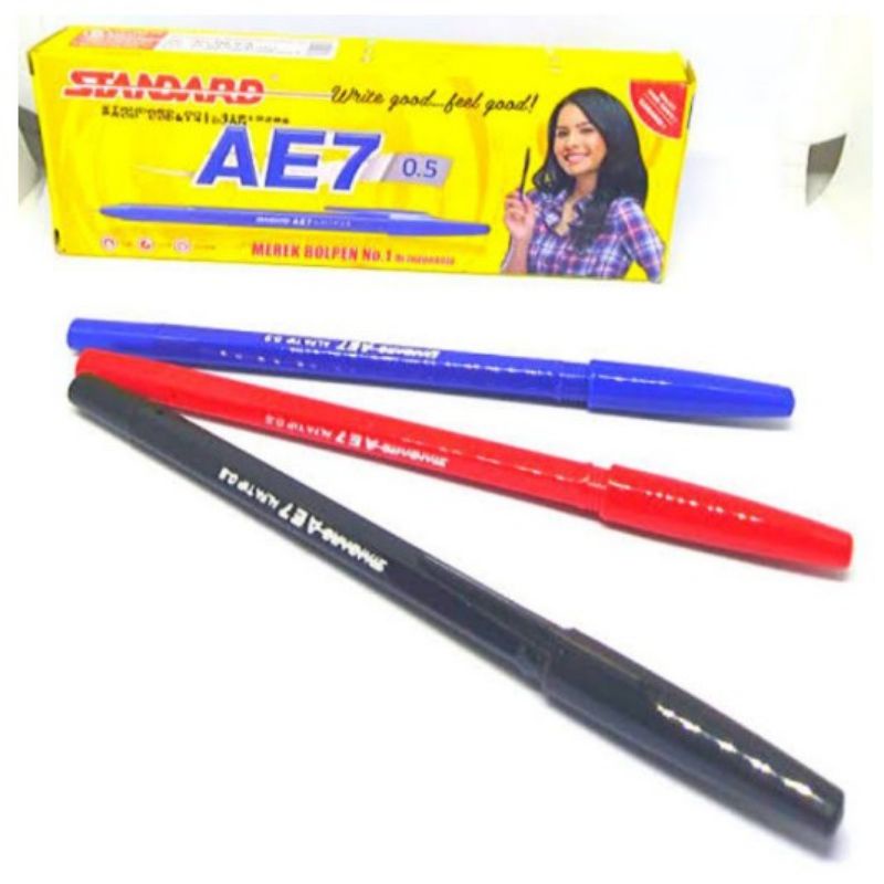 

(ECER)BOLPOINT/PULPEN/BOLPEN STANDART AE7 HITAM DAN BIRU