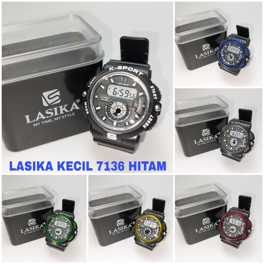 Lasika Original Jam Tangan Digital Unisex Type 7136 Series Hitam Anti Air