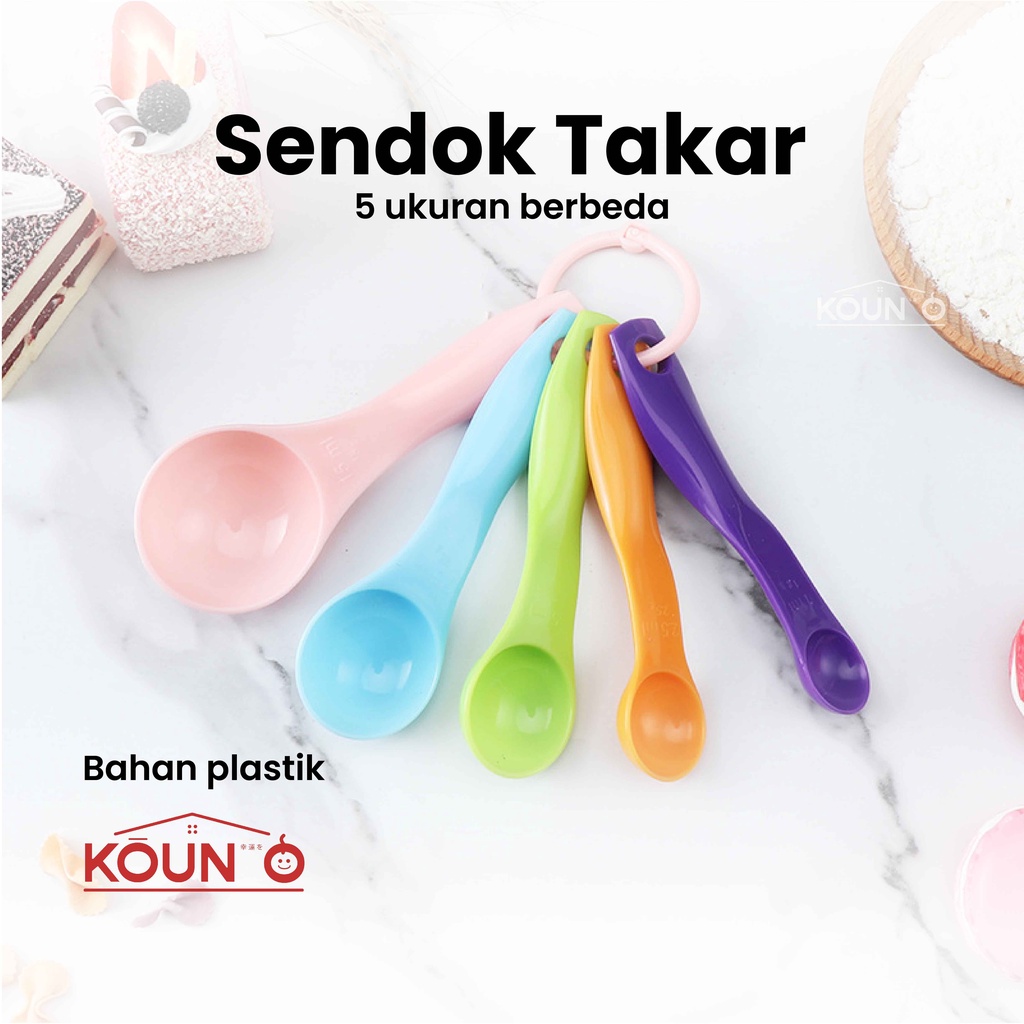 Jual Sendok Takar Set 5 In 1 Takaran Plastik Warna Serbaguna Bumbu Dapur Measuring Gram Spoon 6195