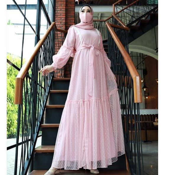 NEW ARRIVAL - BEST SELLER - COD - Tiara Maxi Dress Moscrepe Mix Tile Dot - Long Dress Wanita Elegan 