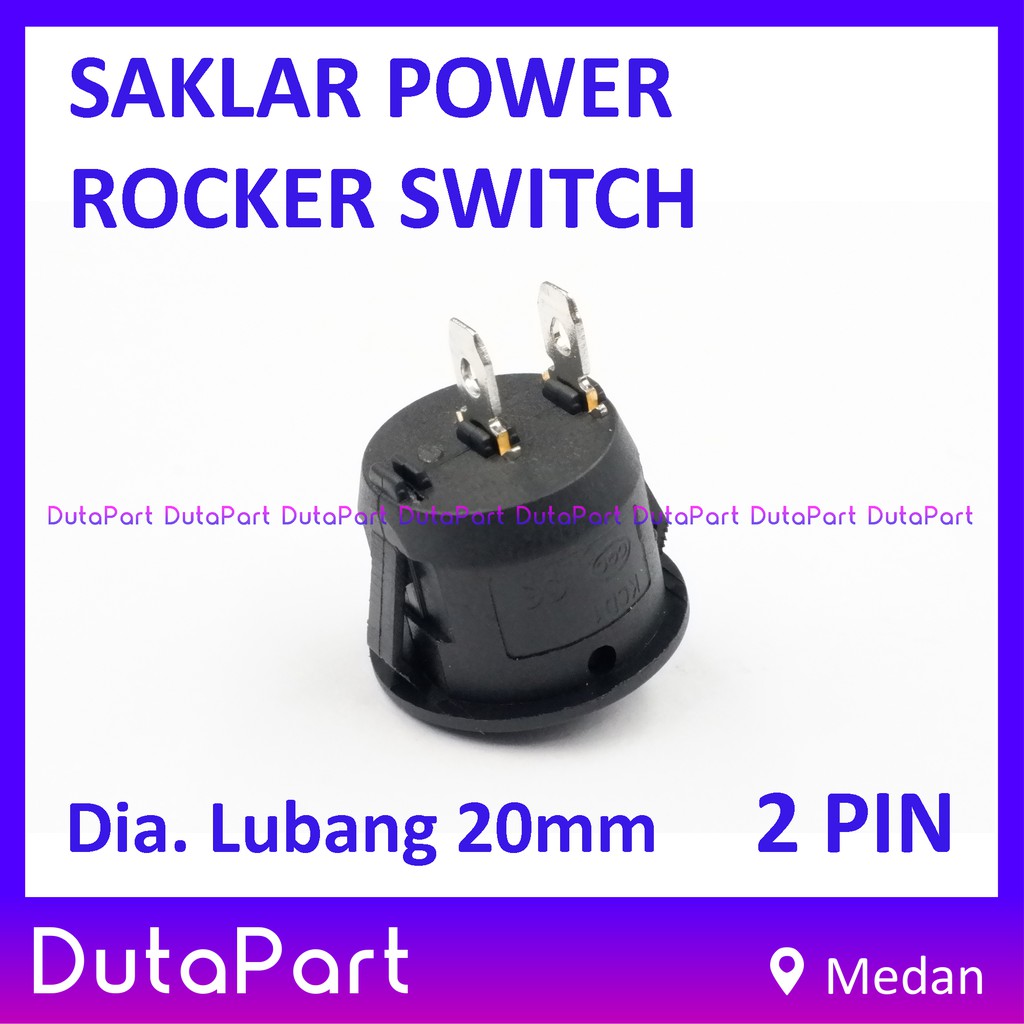 Saklar Power Round Bulat Rocker Switch ON OFF Dia.20mm 2 PIN Kaki