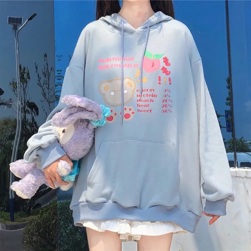 Rabbit Ears Japanese Streetwear Harajuku Long Sleeve Sweatshirt Autumn Clothes Women Kawaii Anime Ov