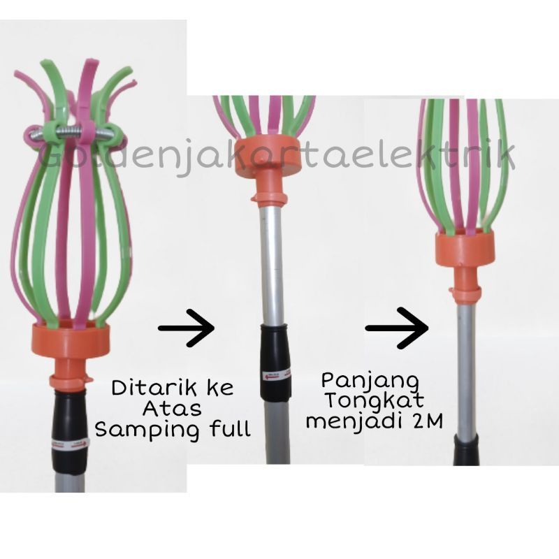 TONGKAT LAMPU STICK TONGKAT PEMASANG PENGGANTI LAMPU STIK LAMPU 2 METER