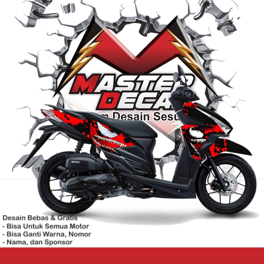 Stiker Decal Motor Vario 125-150 ESP Motif Venom Black