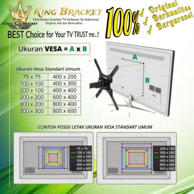 FREE GIFT!! Bracket TV IMPORT!! 21&quot; s/d 55&quot; Universal 55 50 43 42 40 32 24 21 inch Cocok Banyak Merk TV Bracket tv braket tv  Breket tv Briket tv Brackettv Brakettv Brekettv Brikettv GARANSI COCOK!!