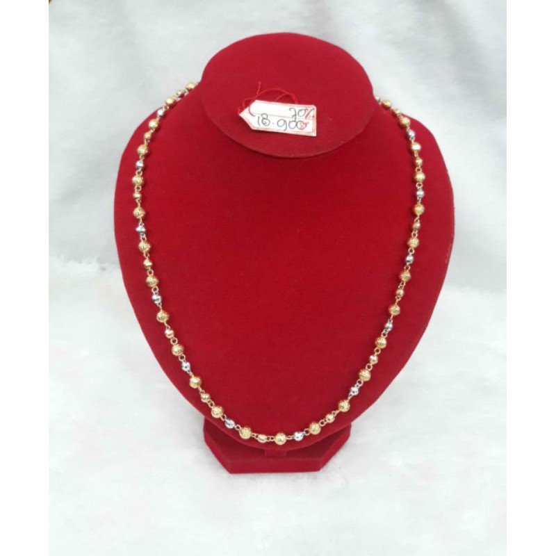 KL186J185J kalung emas model bola bola kombinasi emas putih berat 18.900 panjang 45.7 kadar 70%(16k)