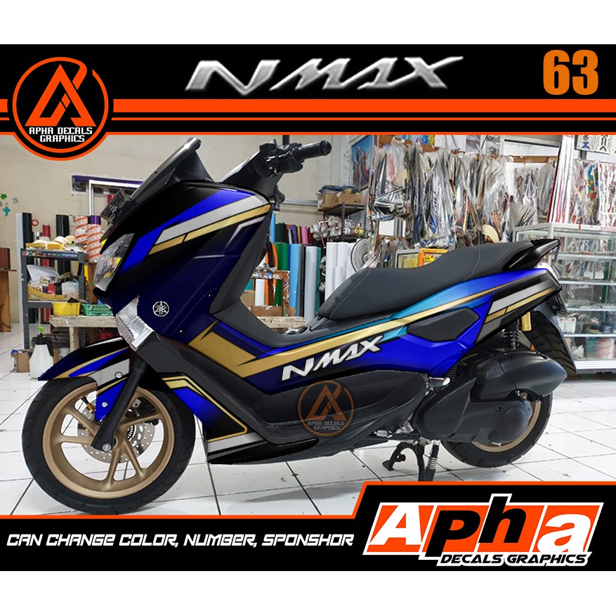 STIKER STICKER  MOTOR DECAL PRINT CUSTOM YAMAHA NMAX 155 OLD BLUE RACING