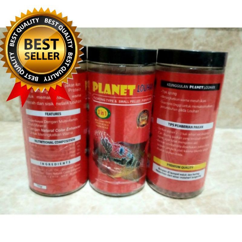 Rp.7.000, PLANET LOUHAN 100 gr |  PELET MAKANAN PAKAN IKAN LOUHAN 3 IN 1