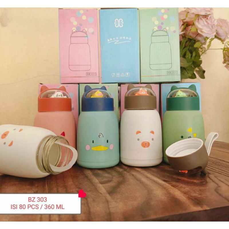 KD1 BOTOL MINUM ANAK KACA FACE CAT / TEMPAT MINUM ANAK KARAKTER 360ML / BOTOL MINUM VIRAL / BOTOL MINUM MURAH