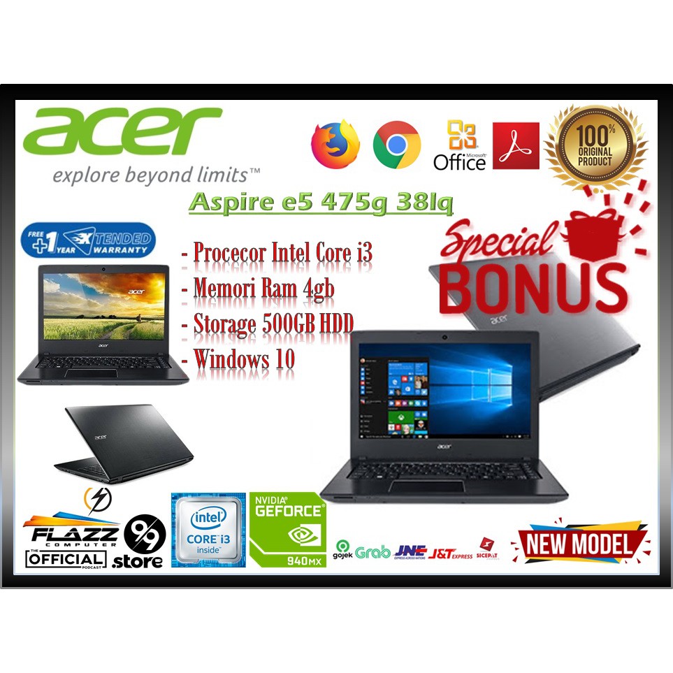 Laptop Acer Aspire e5 475g 38lq intel core i3 nvidia ram4 500hdd