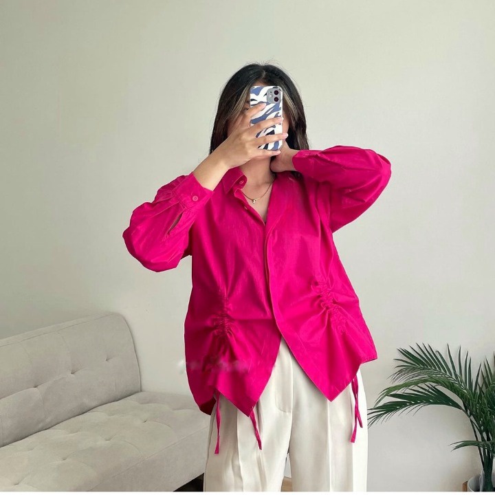 BEFAST - ZEC OOTD Kemeja Oversize NICAN / Syiril Seril Oversize Top / Pakaian Wanita / Atasan Lengan Panjang / Kemeja Oversize  Wanita / Fashion Wanita Kekinian / Trendy / Kemeja Serut Terbaru / Kem Polos Casual / Outfit Cewe Kue