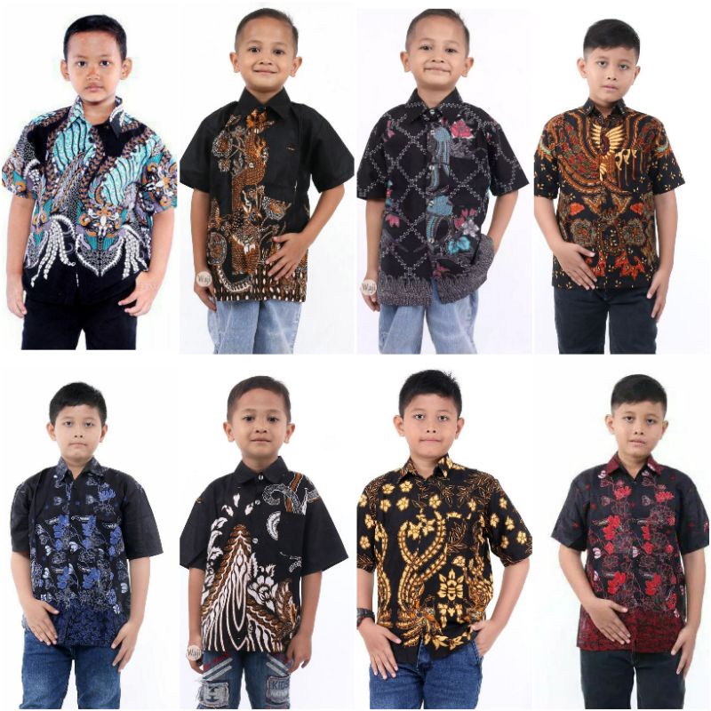 Baju Batik Anak Cowok Modern Lengan Pendek Terbaru