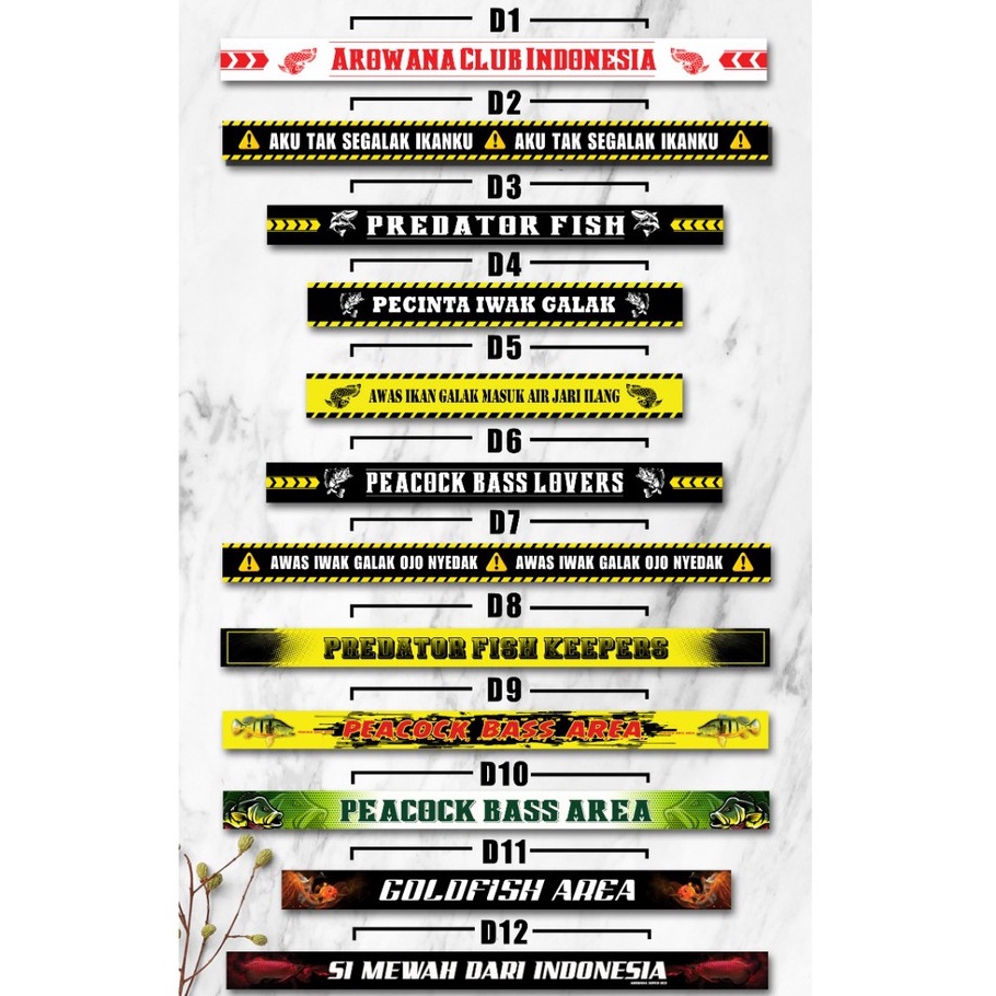 STIKER AQUARIUM IKAN / TANK IKAN STIKER PREDATOR STIKER IKAN HIAS ARWANA CHANNA PBASS LOUHAN MASKOKI