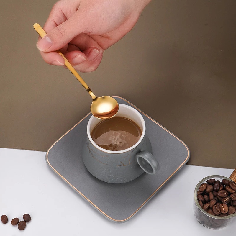 Dinner Dessert Spoon Coffee Stirring Scoop Stainless Steel Sendok Bulat Kecil Dengan Gagang Panjang High Quality Dinner Dinnerware