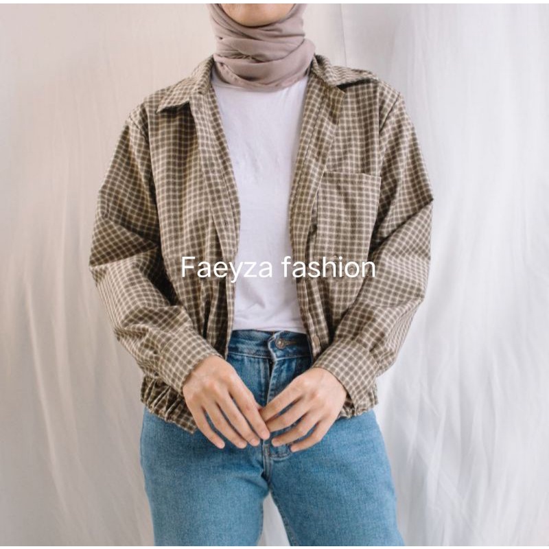 RUMI OUTER / KEMEJA WANITA / KEMEJA KOTAK KOTAK WANITA /KEMEJA KEKINIAN TERBARU