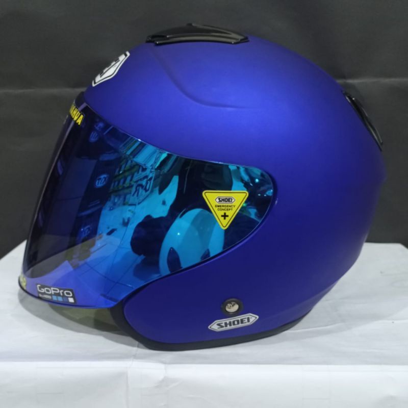 HELM KYT KYOTO MERK DYR PAKET GANTENG  (KYOTO REPLIKA)-Biru visor iridium