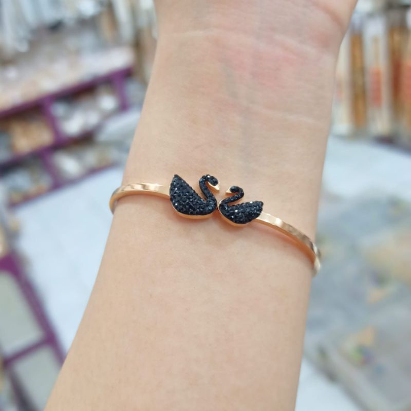 GELANG TANGAN KERONCONG MOTIF ANGSA TITANIUM ASLI