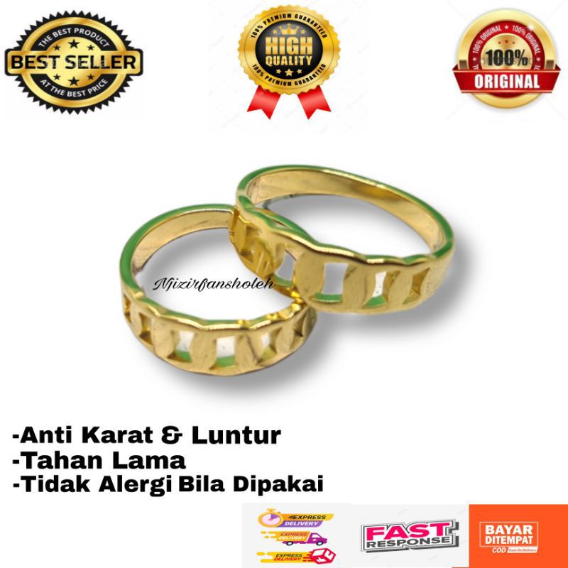 Cincin Titanium Rantai Couple BUCIN Gold Silver Slayer