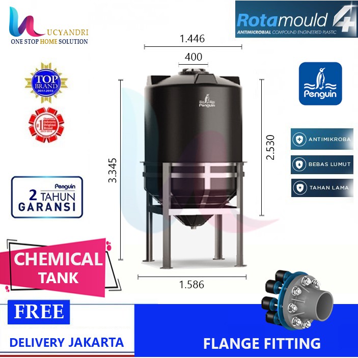 Set Tangki Penguin Kimia Silo Tank TV 300 Toren 3.000 L