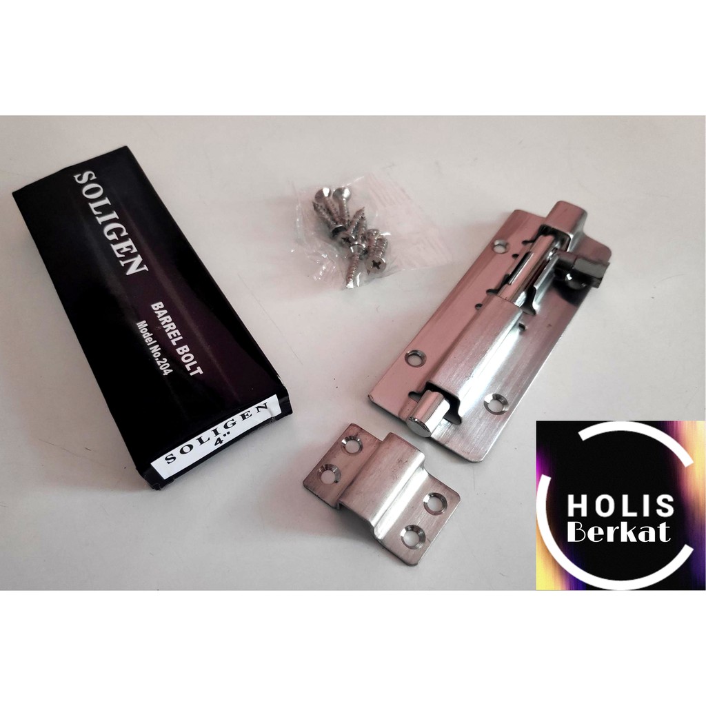 Grendel Selot Slot Pintu / Barrel Bolt SOLIGEN 4&quot;
