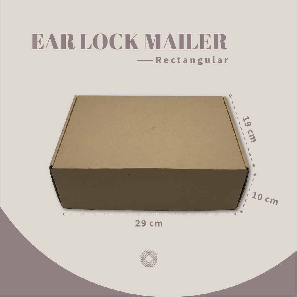 

Ear Lock Mailer 29x19x10 Isi 10 pcs | Karton / Kardus / Box Pizza / Die Cut u/ Sepatu, Kue, Baju