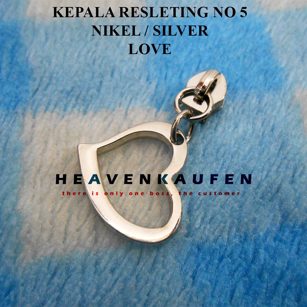 Kepala resleting / Kepala Zipper No 5 Silver Nikel Variasi Love