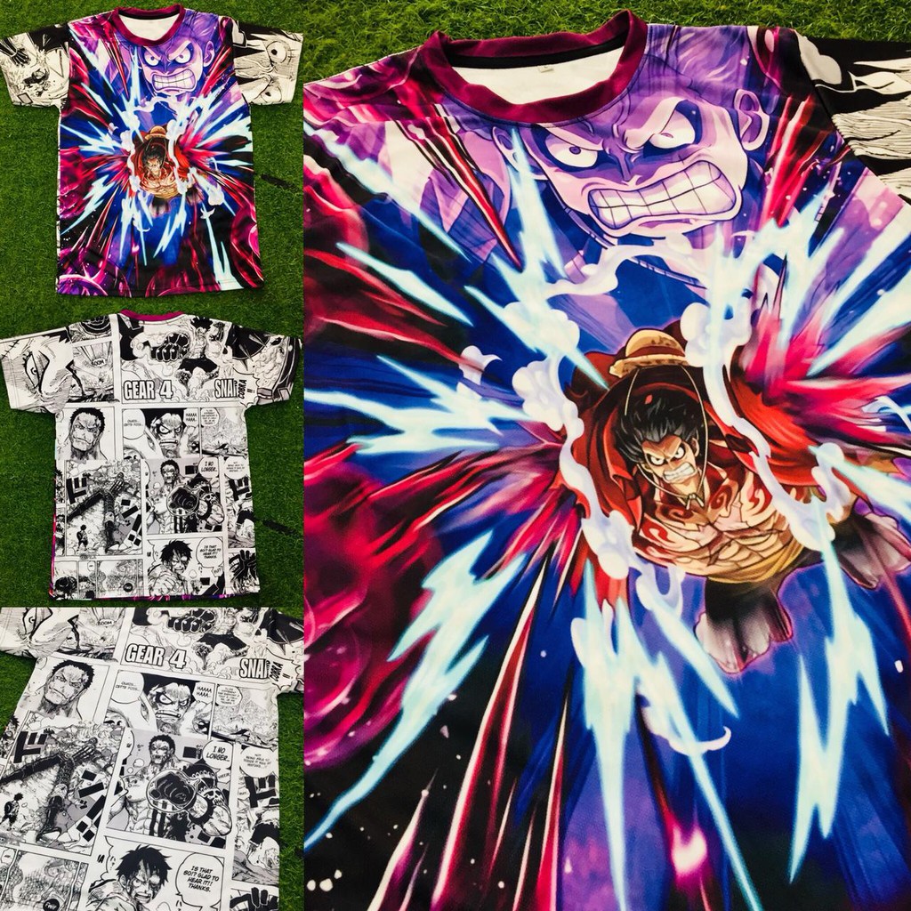 Tshirt Luffy Gear Bounce Man fullprint Anime One Piece Manga Character