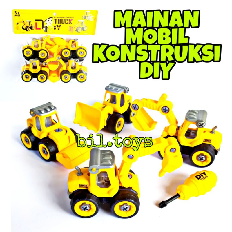 Mainan Anak DIY Assemble Truck Car Mobil Truk Rakit Konstruksi 4pcs