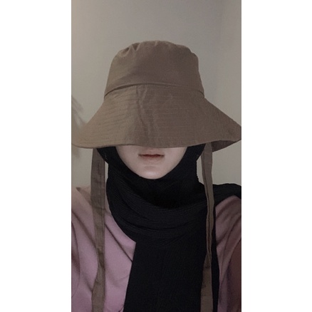 [TERLARIS] WIDE BUCKET HAT selebgram aksen tali /Bucket peniti/Topi Rimba polos topi wanita Terlaris!