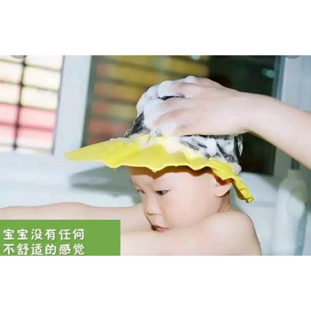 Topi Keramas Anak Kecil Bayi Balita Kid Shower Cap dengan Kancing R-21