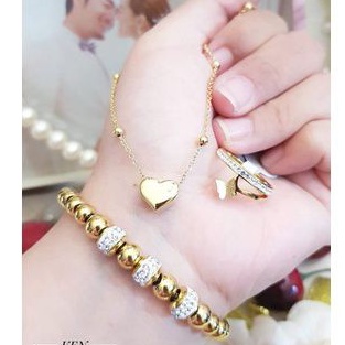 Titanium set perhiasan love gold LL17052212