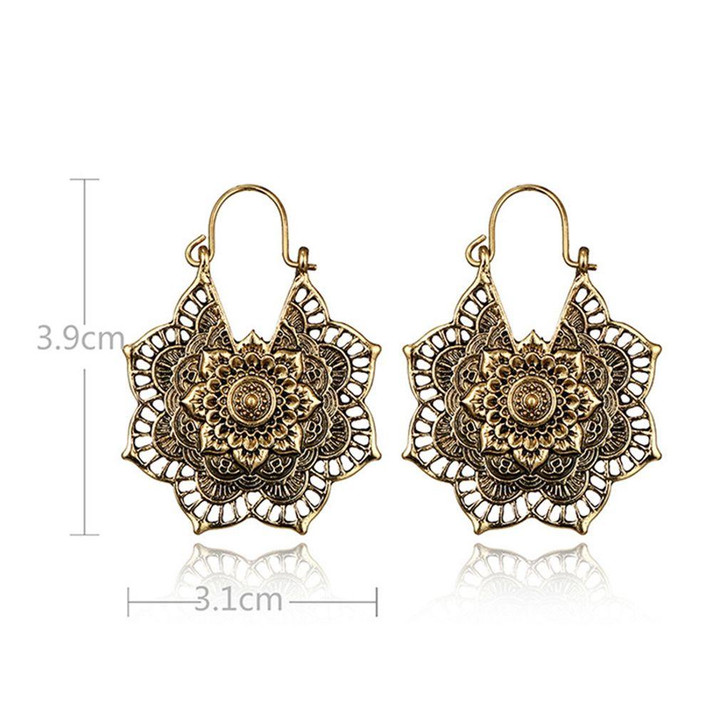 Anting Bunga Nanas Liontin Bunga Mandala Tribal Jipsi Antik