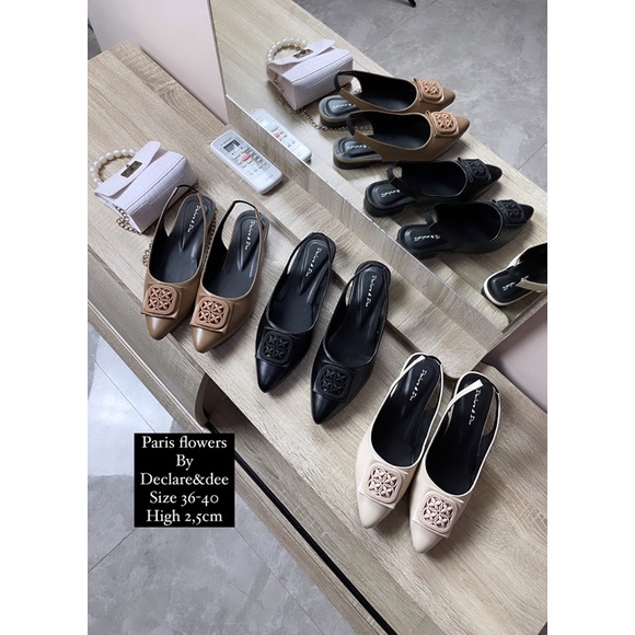 DECLARE&amp;DEE SEPATU HEELS WANITA PARIS FLOWERS/ TR HIGH 2,5CM