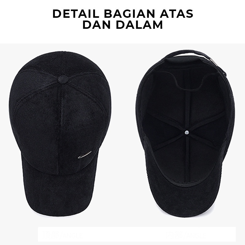 Topi Pria Wanita Baseball SPORT Aksen Penutup Telinga Fashion style korea Bahan Tebal TWH