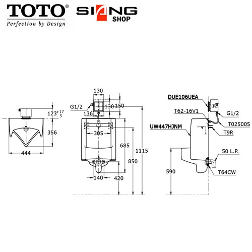 Urinal TOTO UW447HJT1M / UW 447 HJT1M