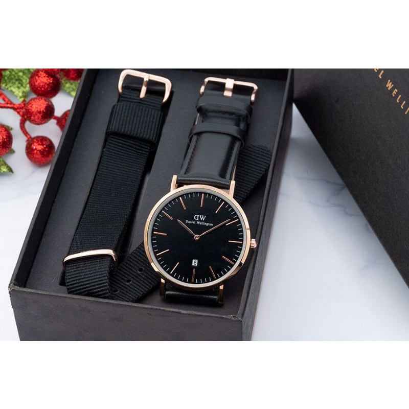 (LV)JAM TANGAN NEW COLLECTION FASHION WANITA TALI KULIT PREMIUM FREE BOX ORIGINAL + TALI KANVAS