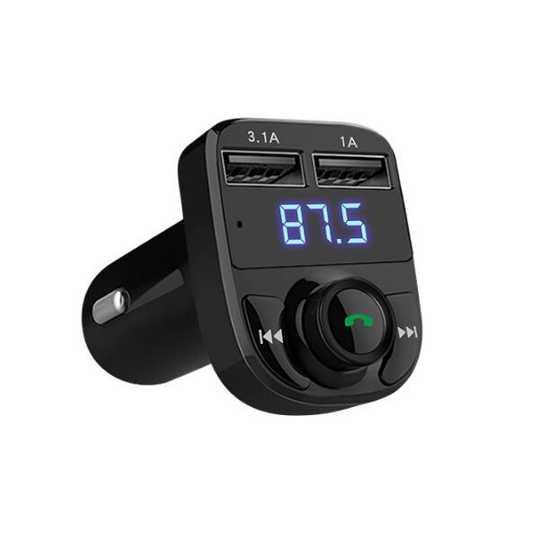 HY-82 Car Bluetooth Hands-Free FM Launcher Car MP3 Dual USB Car Charger