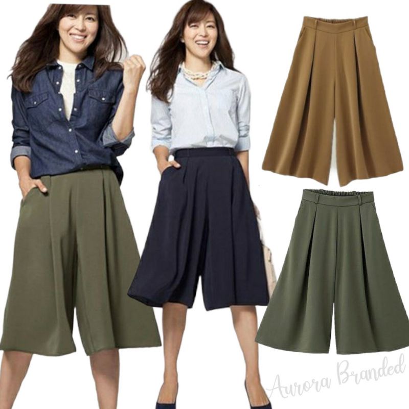GU UNQ Wide Leg Culotte (3/4) Celana Kulot Wanita