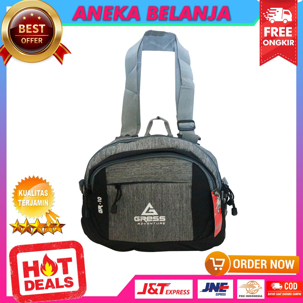 New Arrival Tas Selempang Olahraga Model Gress GR 10 Abu Stylish Murah Tas Multifungsi Khusus Cowok