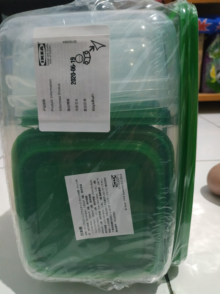 Tempat Kontainer Makanan/ Wadah Set Simpan Makanan Isi 17pc, Hijau Pr958