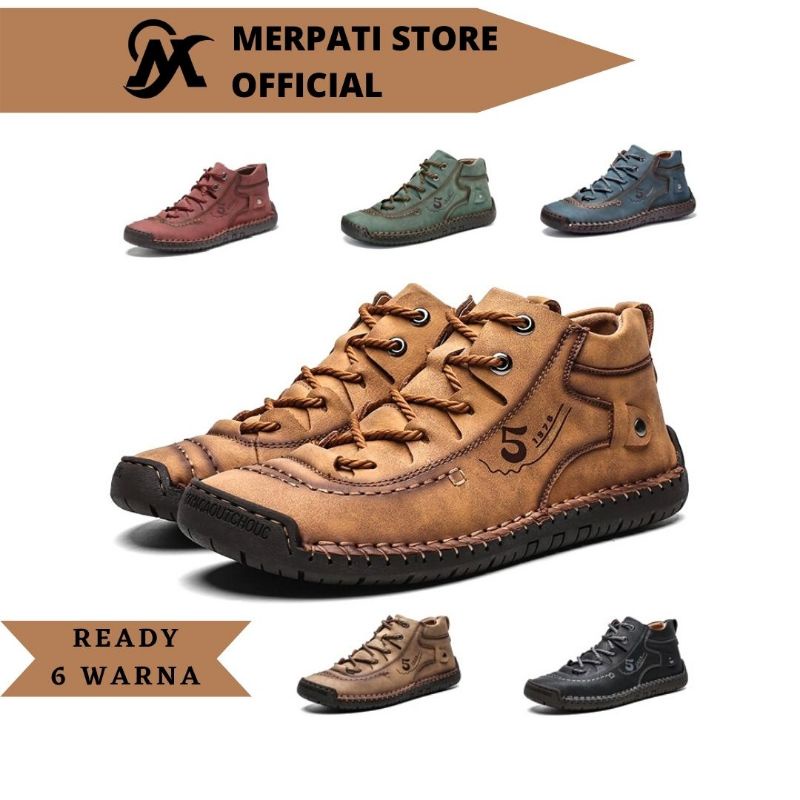 Merpati Store - Sepatu Bots Pria Original Handmade Tali Import Kulit Kerja Formal Santai Keren