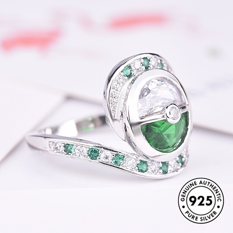 Cincin S925 Silver Bentuk Poke Ball Aksen Berlian