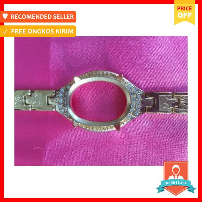 GELANG TITANIUM BATU AKIK WARNA GOLD